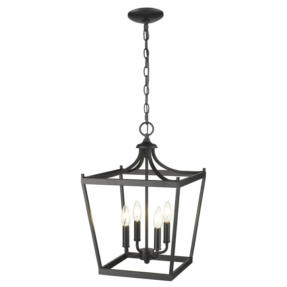 Black Metal Four Light Dimmable Ceiling Light on a white background