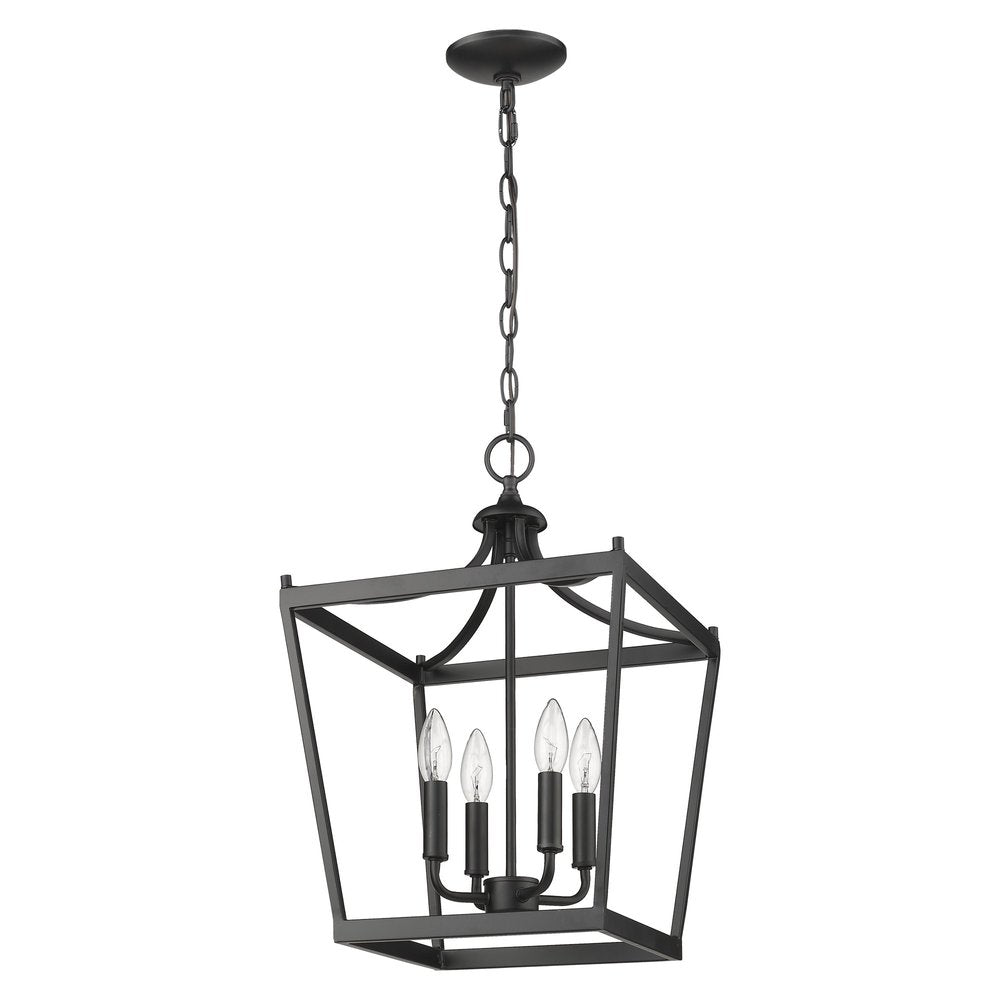 Black Metal Four Light Dimmable Ceiling Light on a white background