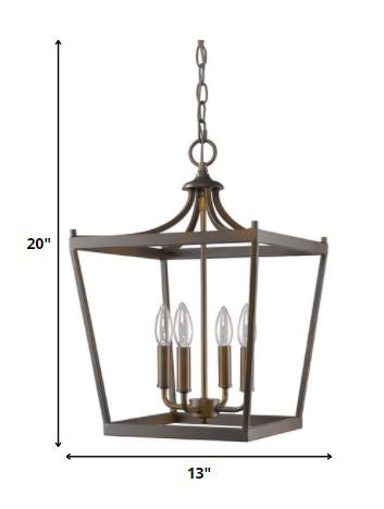 Brown Metal Four Light Dimmable Ceiling Light on a white background