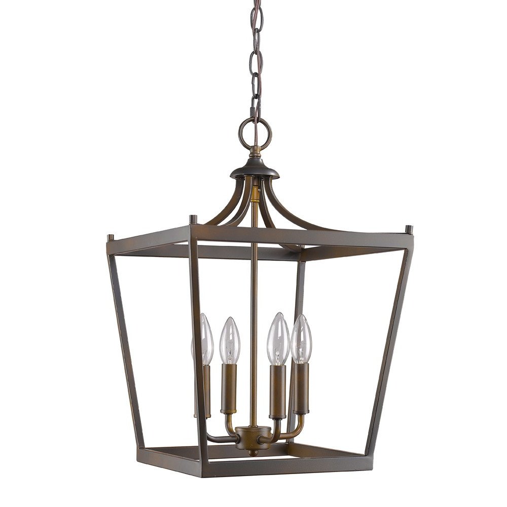 Brown Metal Four Light Dimmable Ceiling Light on a white background