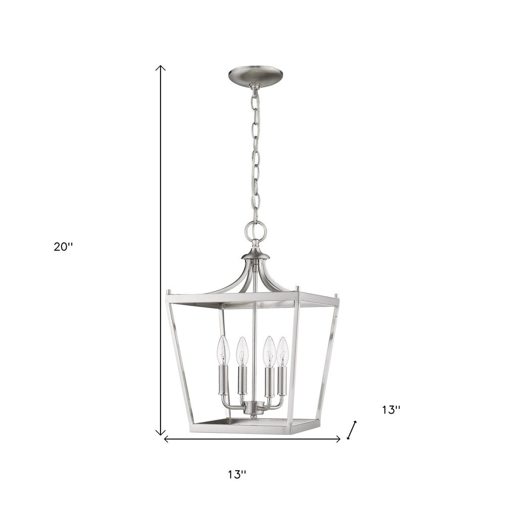 Silver Metal Four Light Dimmable Ceiling Light - with Silver Finish on a white background