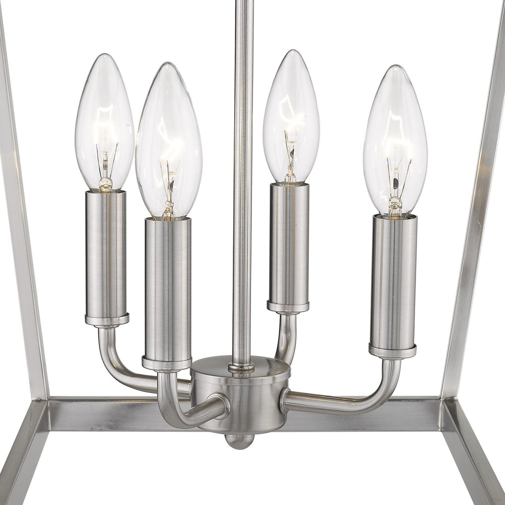 Silver Metal Four Light Dimmable Ceiling Light - with Silver Finish