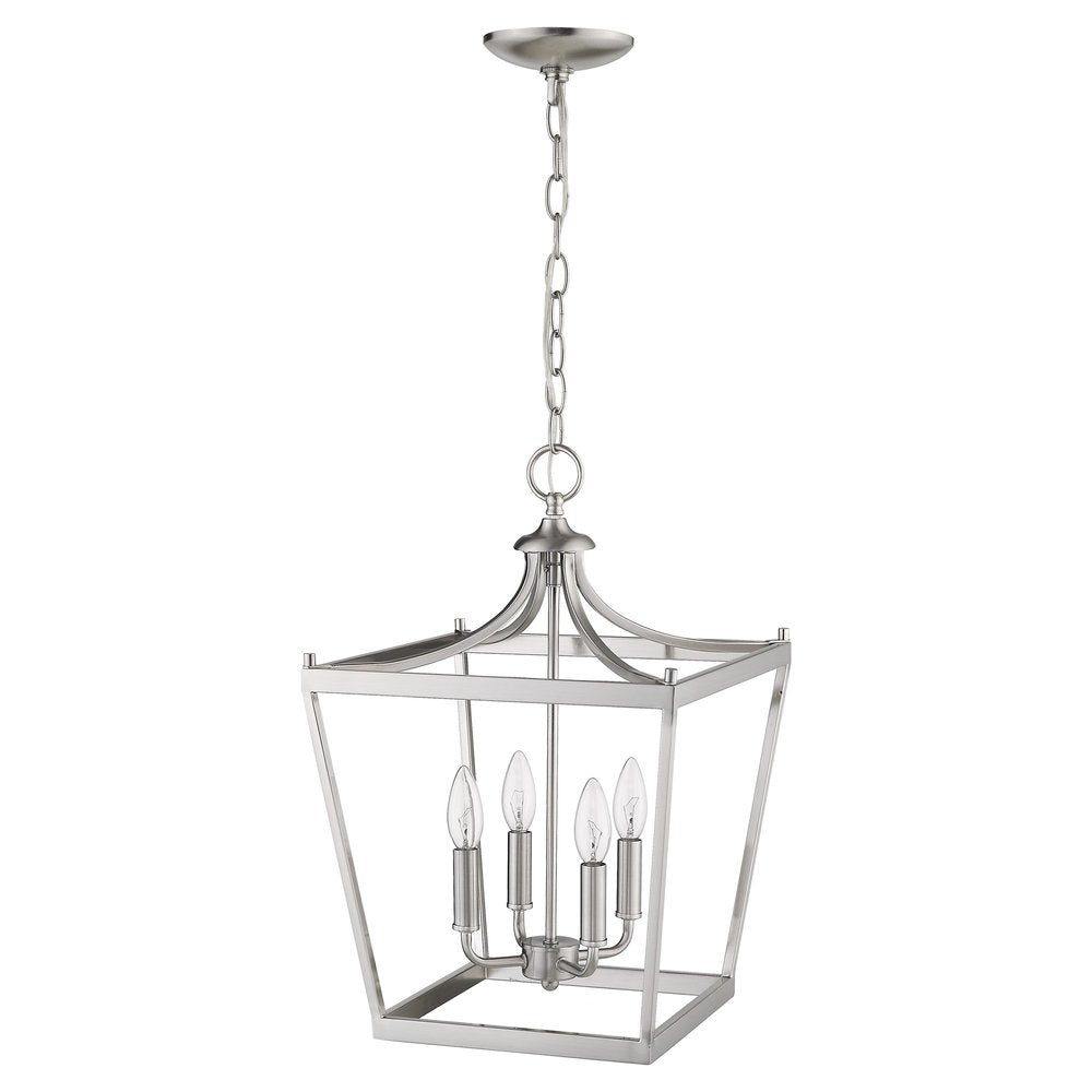 Silver Metal Four Light Dimmable Ceiling Light - with Silver Finish on a white background
