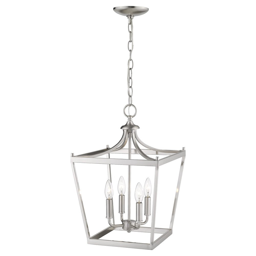 Silver Metal Four Light Dimmable Ceiling Light - with Silver Finish on a white background