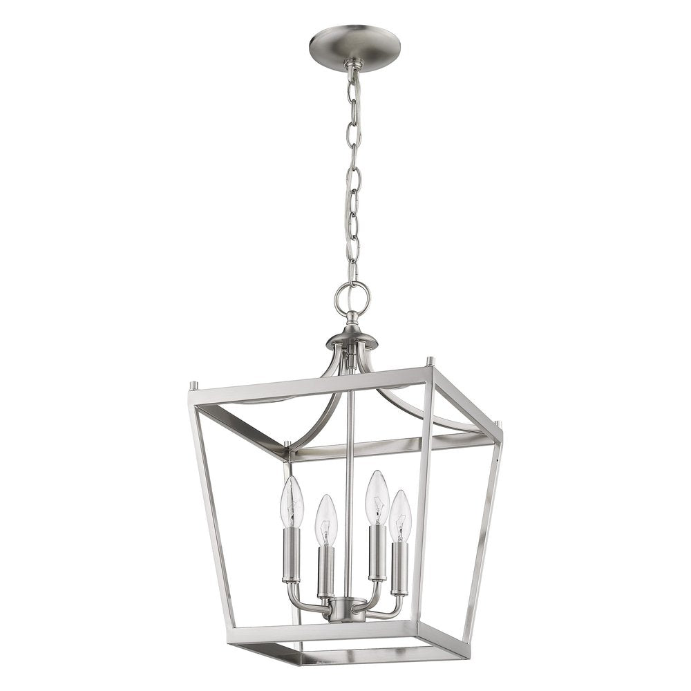 Silver Metal Four Light Dimmable Ceiling Light - with Silver Finish on a white background