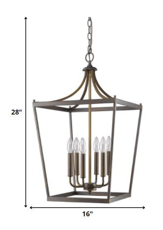 Brown Metal Six Light Dimmable Ceiling Light