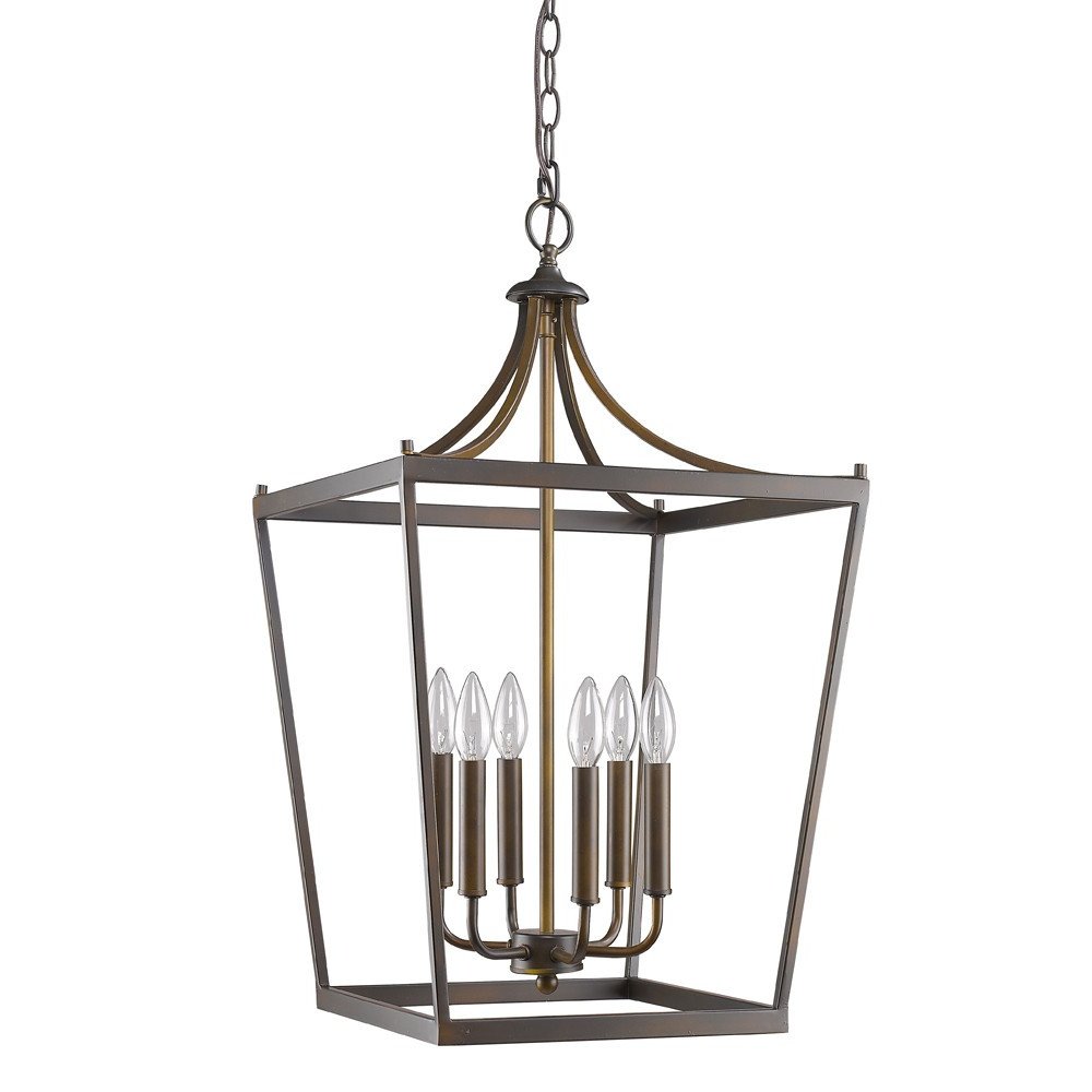 Brown Metal Six Light Dimmable Ceiling Light