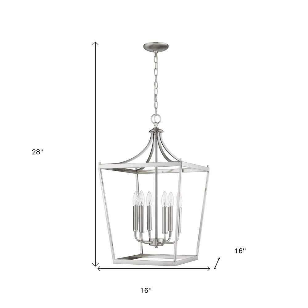 Silver Metal Six Light Dimmable Ceiling Light on a white background