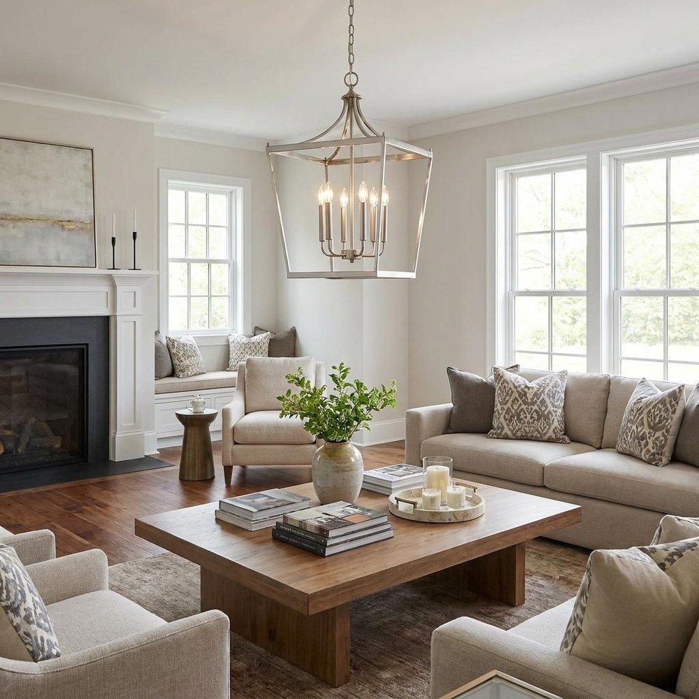 Silver Metal Six Light Dimmable Ceiling Light in a home interior
