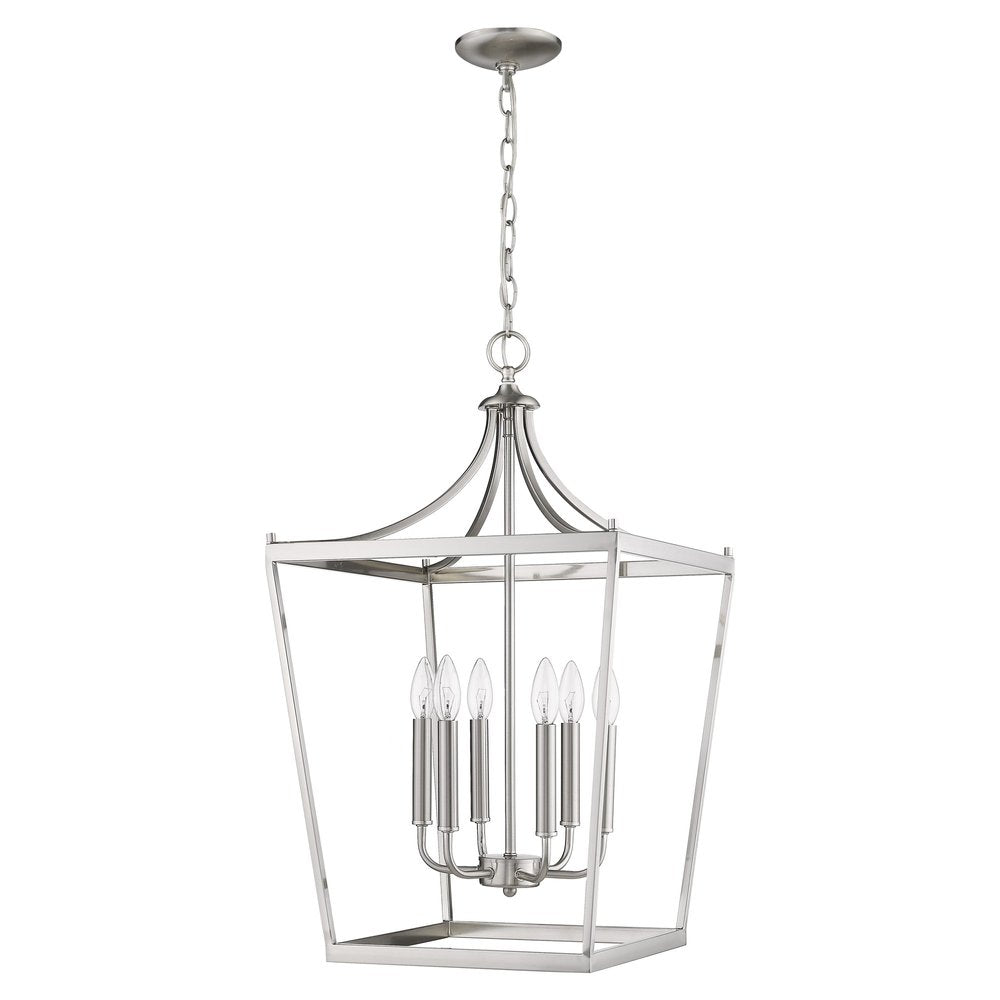 Silver Metal Six Light Dimmable Ceiling Light on a white background