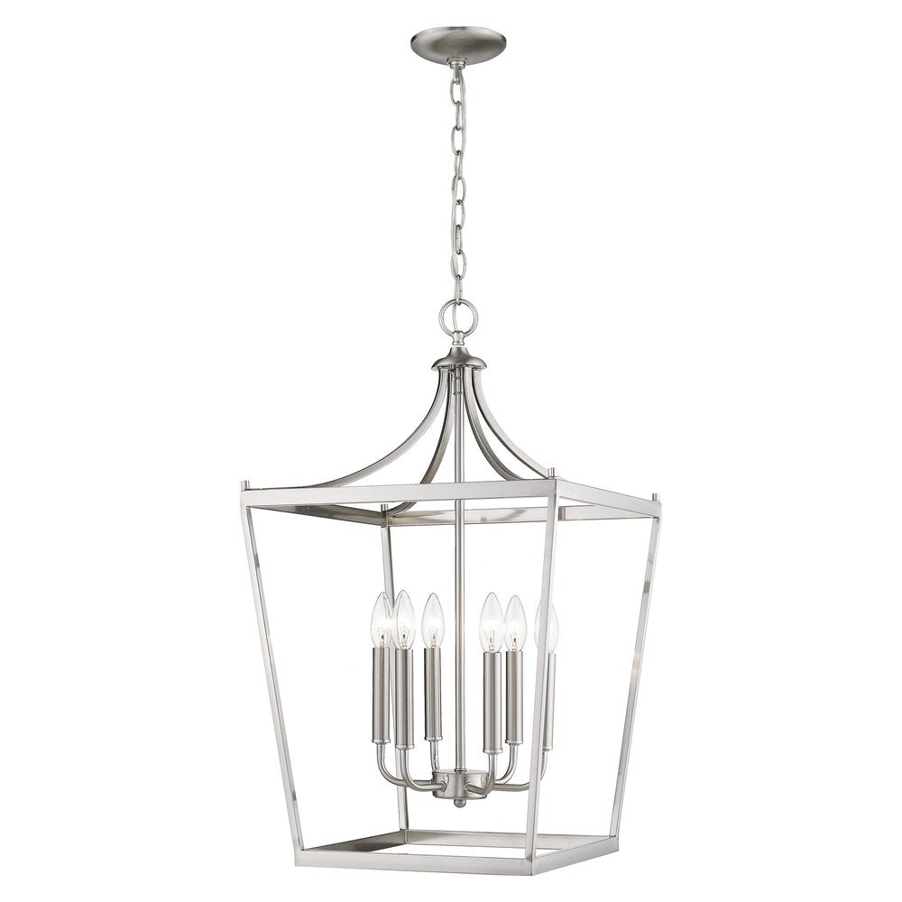 Silver Metal Six Light Dimmable Ceiling Light on a white background
