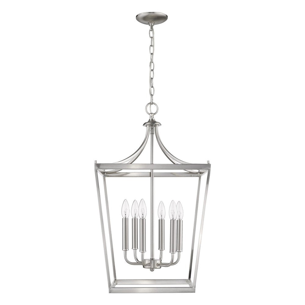 Silver Metal Six Light Dimmable Ceiling Light on a white background