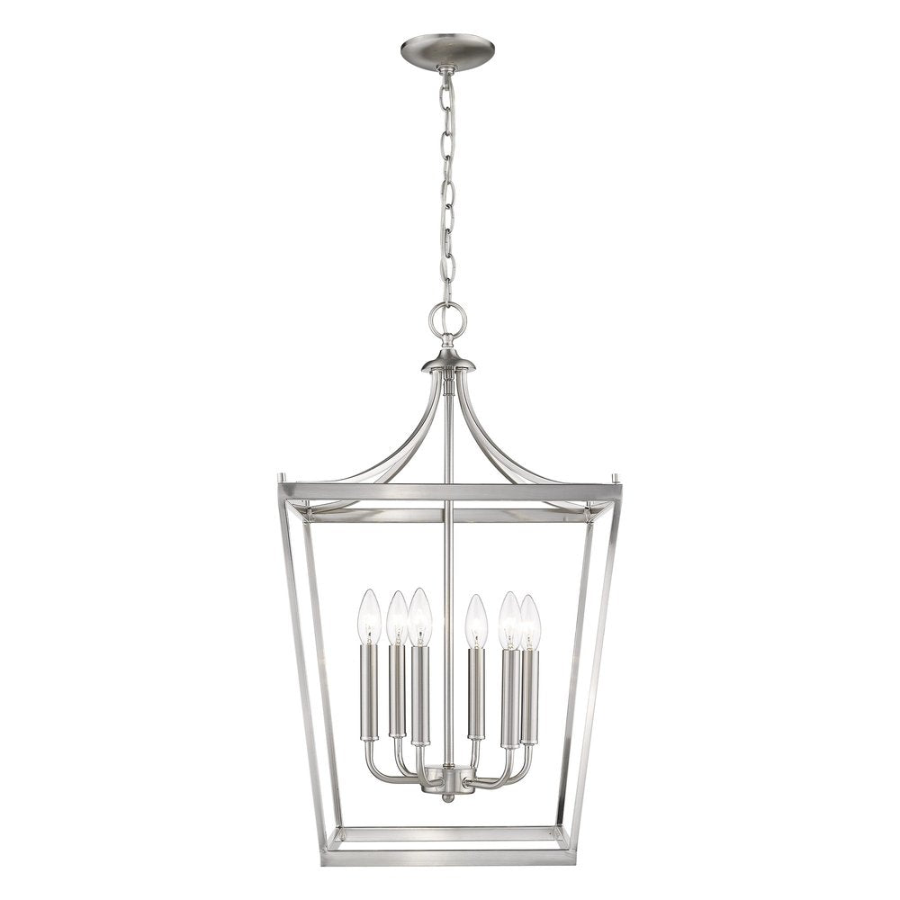 Silver Metal Six Light Dimmable Ceiling Light on a white background