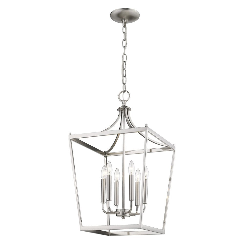 Silver Metal Six Light Dimmable Ceiling Light on a white background