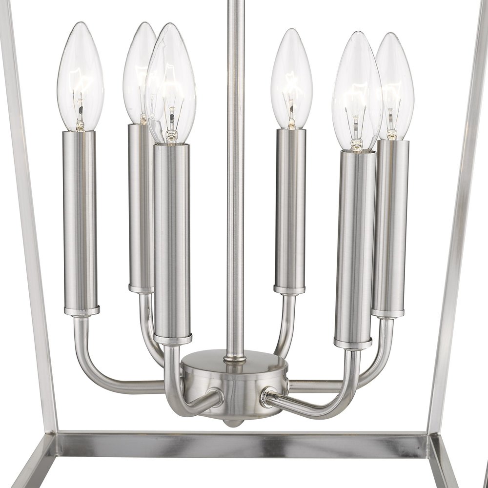 Silver Metal Six Light Dimmable Ceiling Light on a white background
