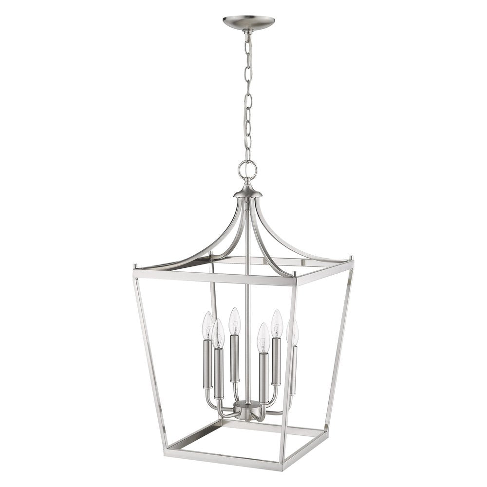 Silver Metal Six Light Dimmable Ceiling Light on a white background