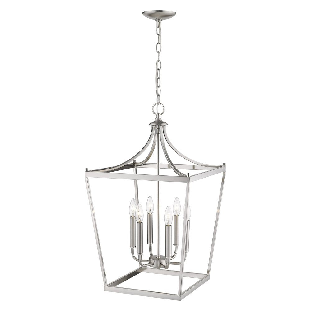Silver Metal Six Light Dimmable Ceiling Light on a white background