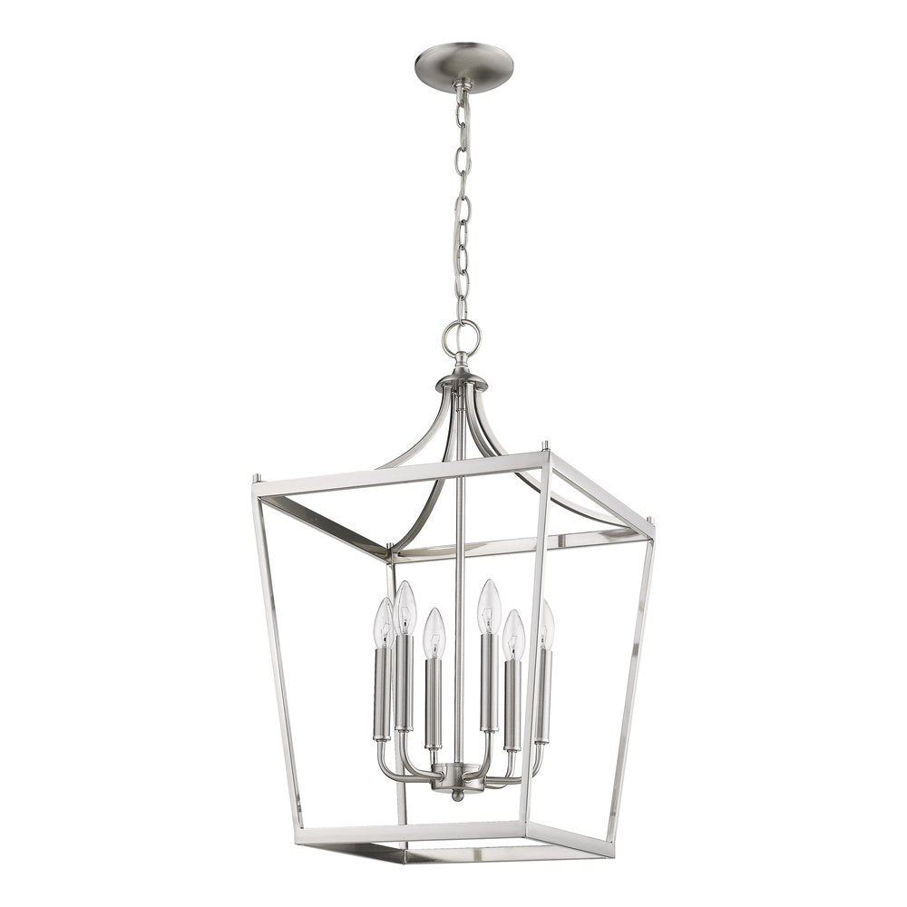 Silver Metal Six Light Dimmable Ceiling Light on a white background