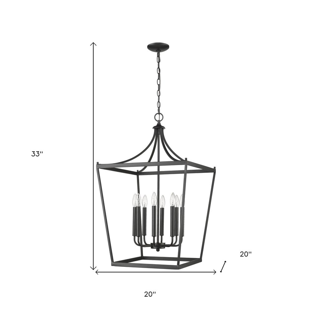 Black Metal Eight Light Dimmable Ceiling Light on a white background
