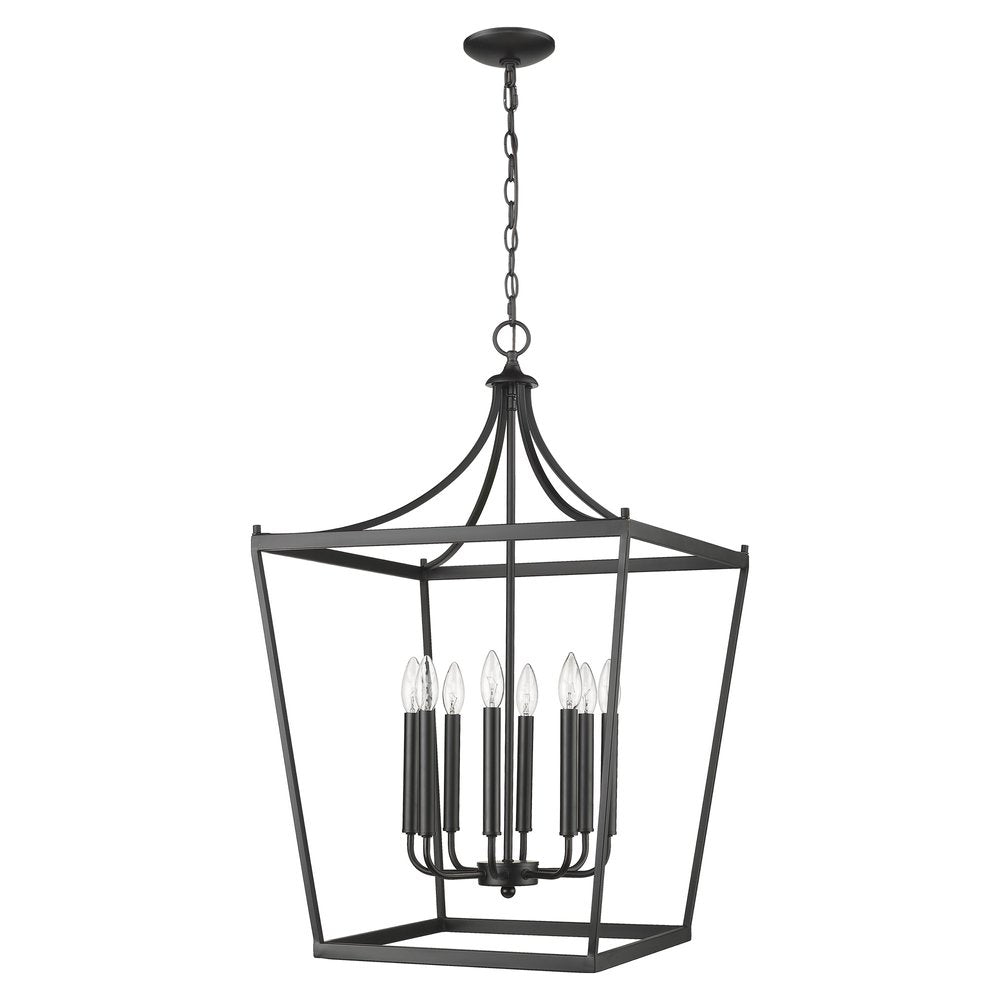Black Metal Eight Light Dimmable Ceiling Light on a white background