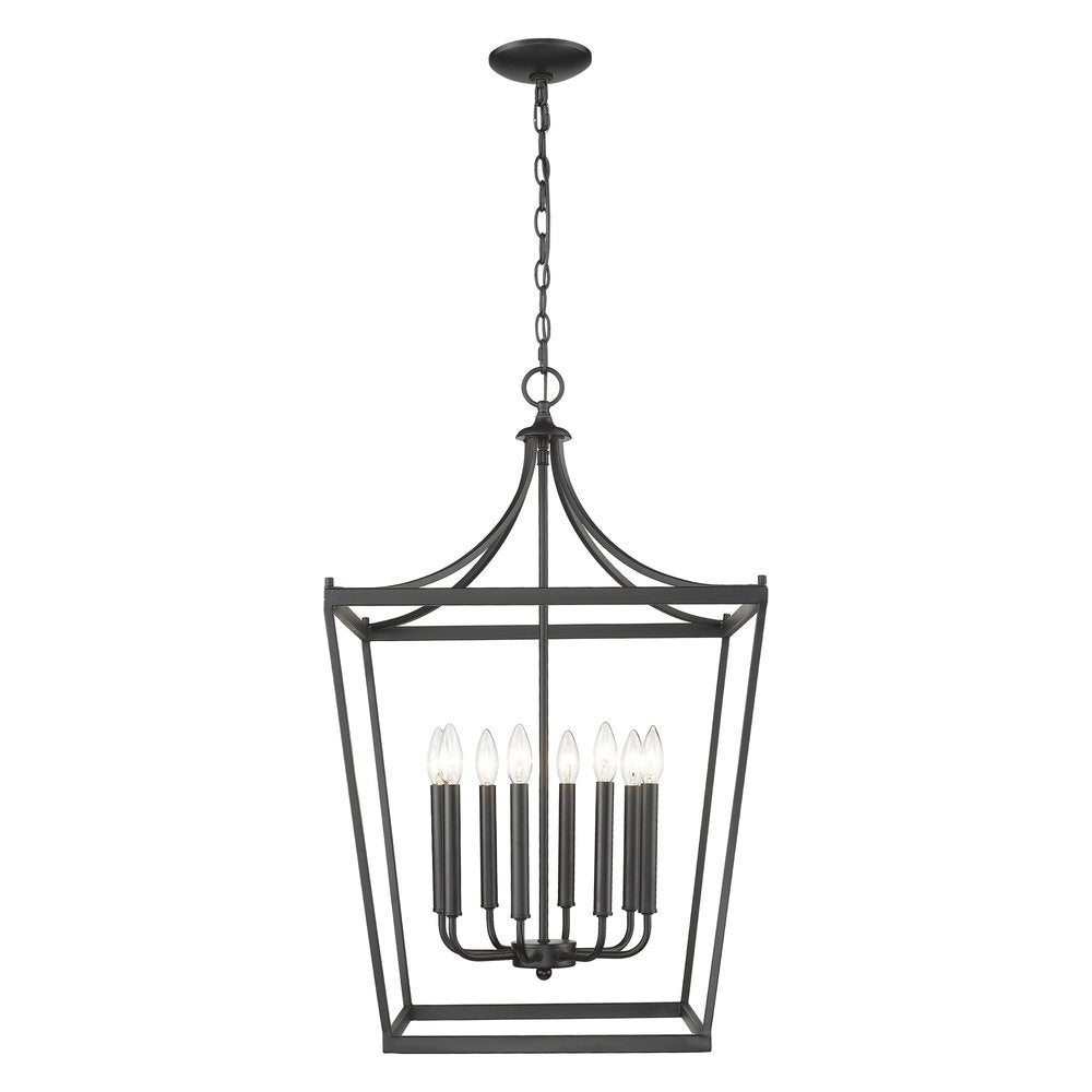 Black Metal Eight Light Dimmable Ceiling Light on a white background
