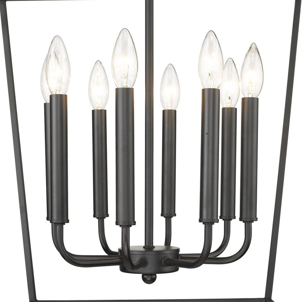 Black Metal Eight Light Dimmable Ceiling Light on a white background