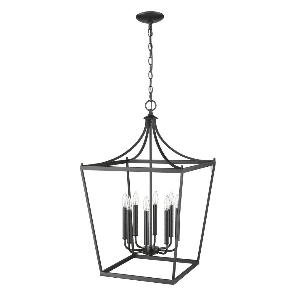 Black Metal Eight Light Dimmable Ceiling Light on a white background