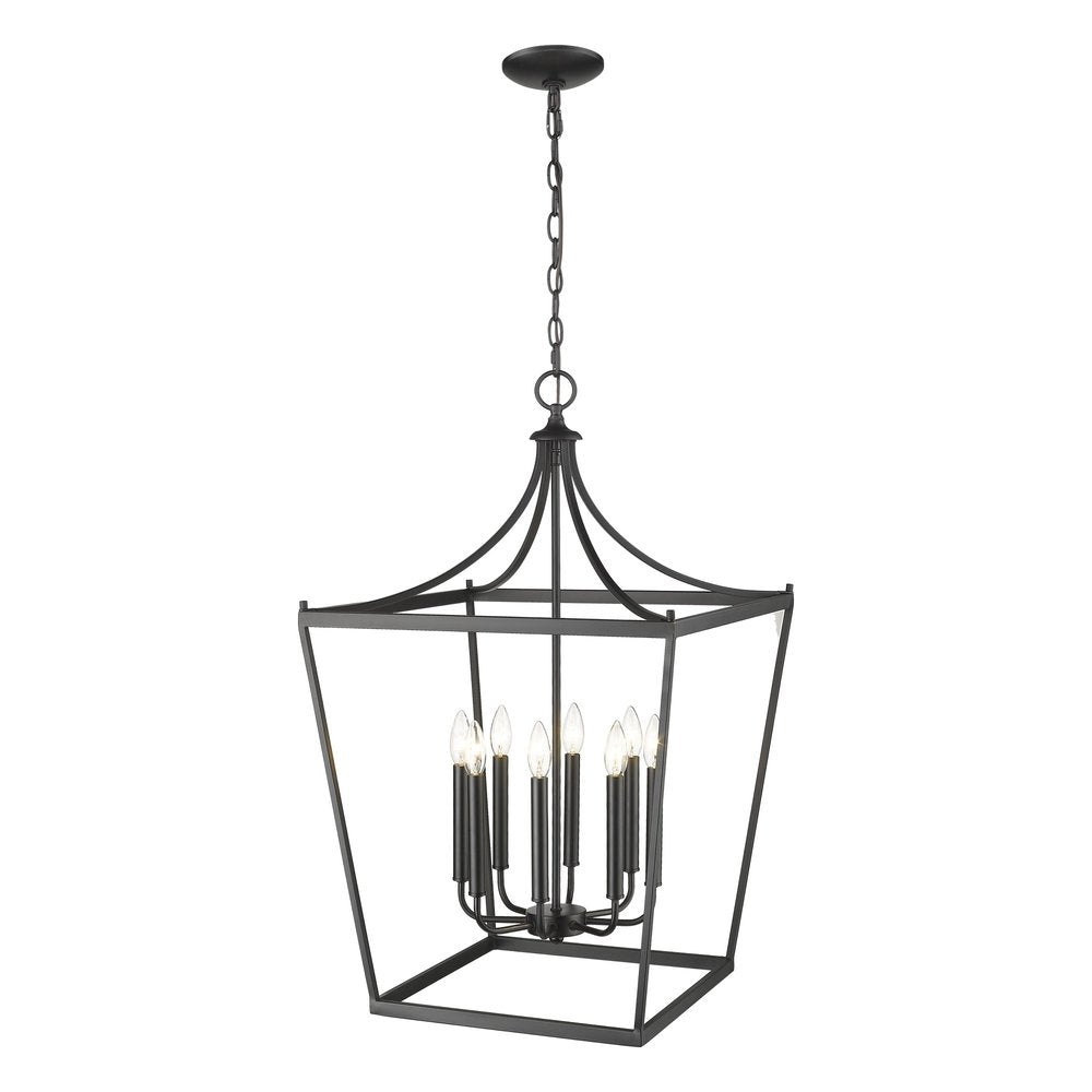 Black Metal Eight Light Dimmable Ceiling Light on a white background