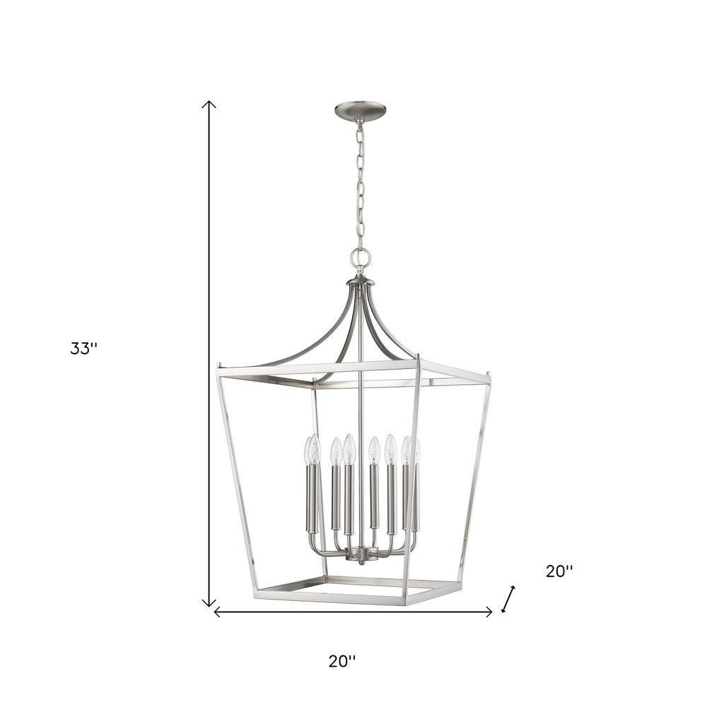 Silver Metal Eight Light Dimmable Ceiling Light on a white background