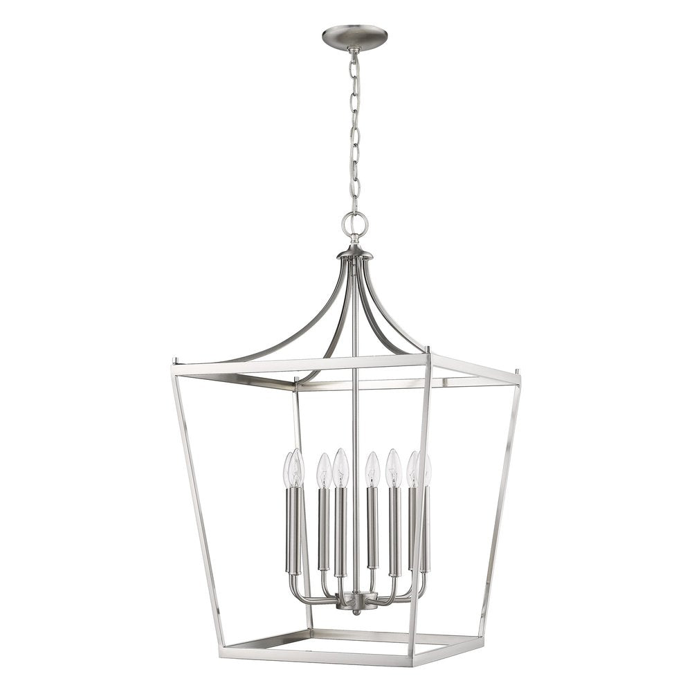 Silver Metal Eight Light Dimmable Ceiling Light on a white background