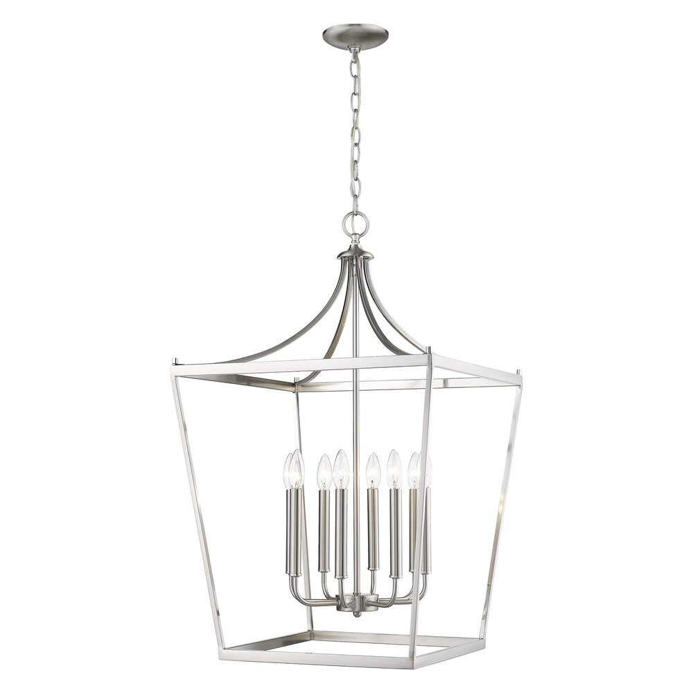 Silver Metal Eight Light Dimmable Ceiling Light on a white background