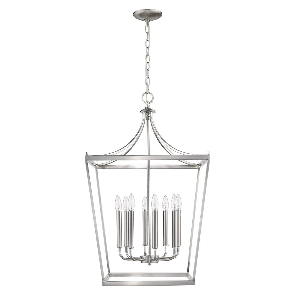Silver Metal Eight Light Dimmable Ceiling Light on a white background