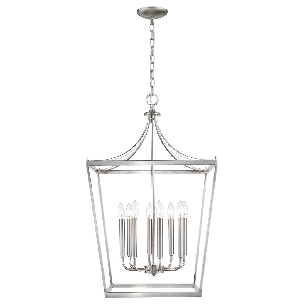 Silver Metal Eight Light Dimmable Ceiling Light on a white background