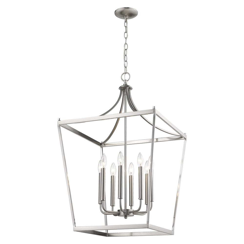 Silver Metal Eight Light Dimmable Ceiling Light on a white background