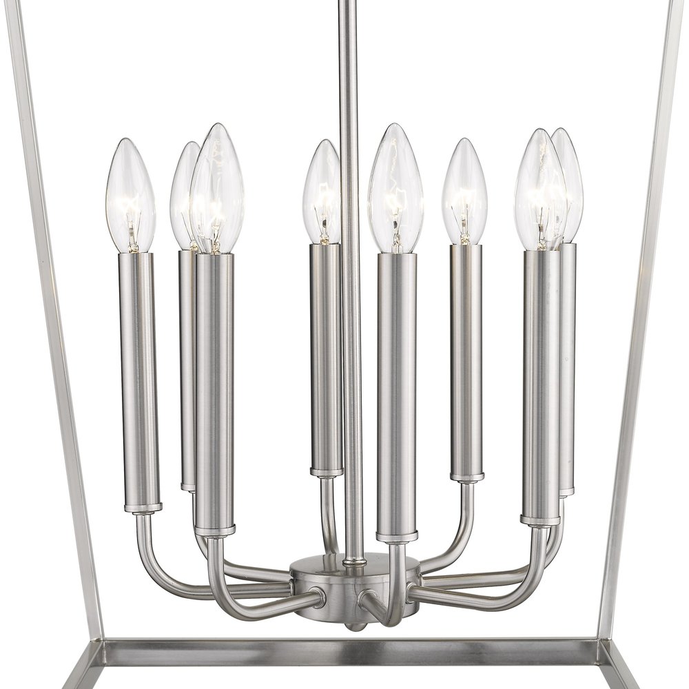 Silver Metal Eight Light Dimmable Ceiling Light on a white background