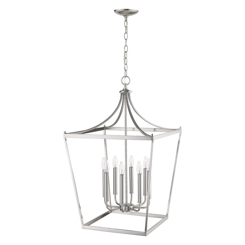 Silver Metal Eight Light Dimmable Ceiling Light on a white background