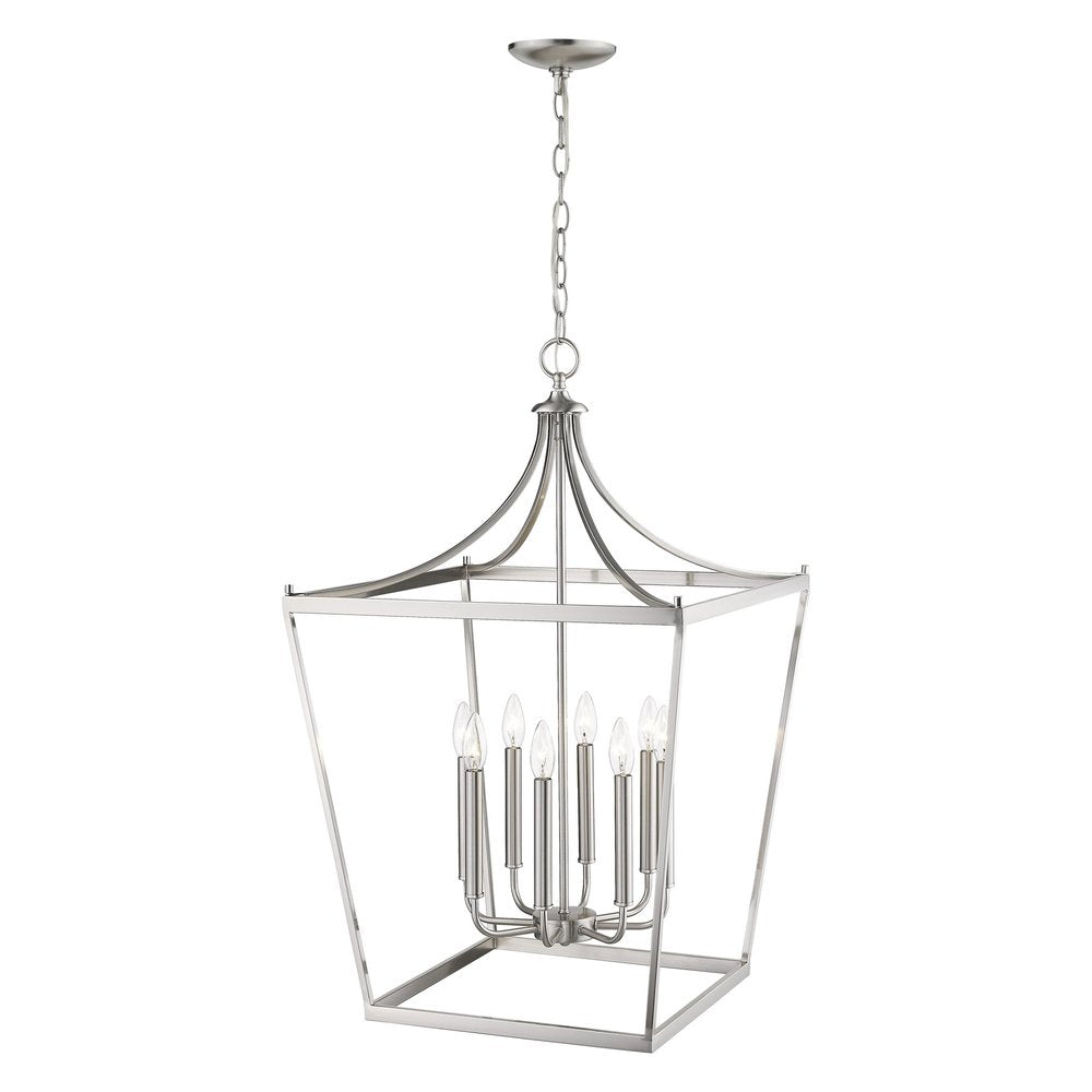 Silver Metal Eight Light Dimmable Ceiling Light on a white background
