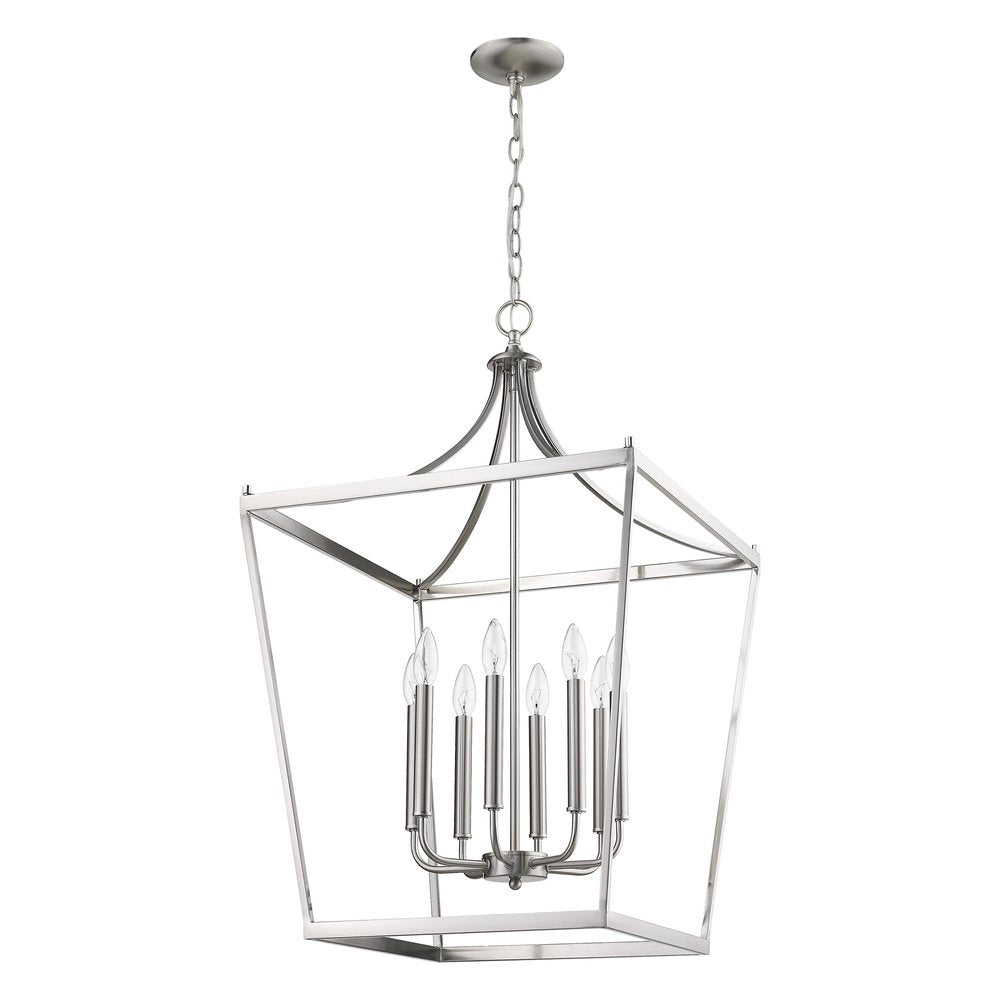 Silver Metal Eight Light Dimmable Ceiling Light on a white background