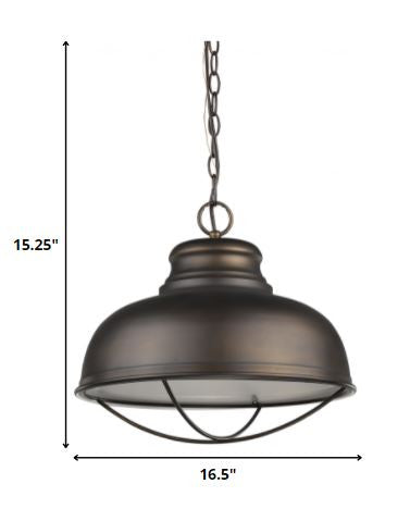 Ansen 1-Light Oil-Rubbed Bronze Pendant With Gloss White Interior Shade on a white background