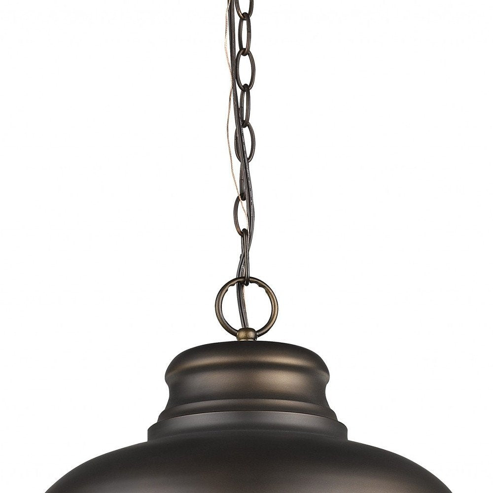 Ansen 1-Light Oil-Rubbed Bronze Pendant With Gloss White Interior Shade on a white background