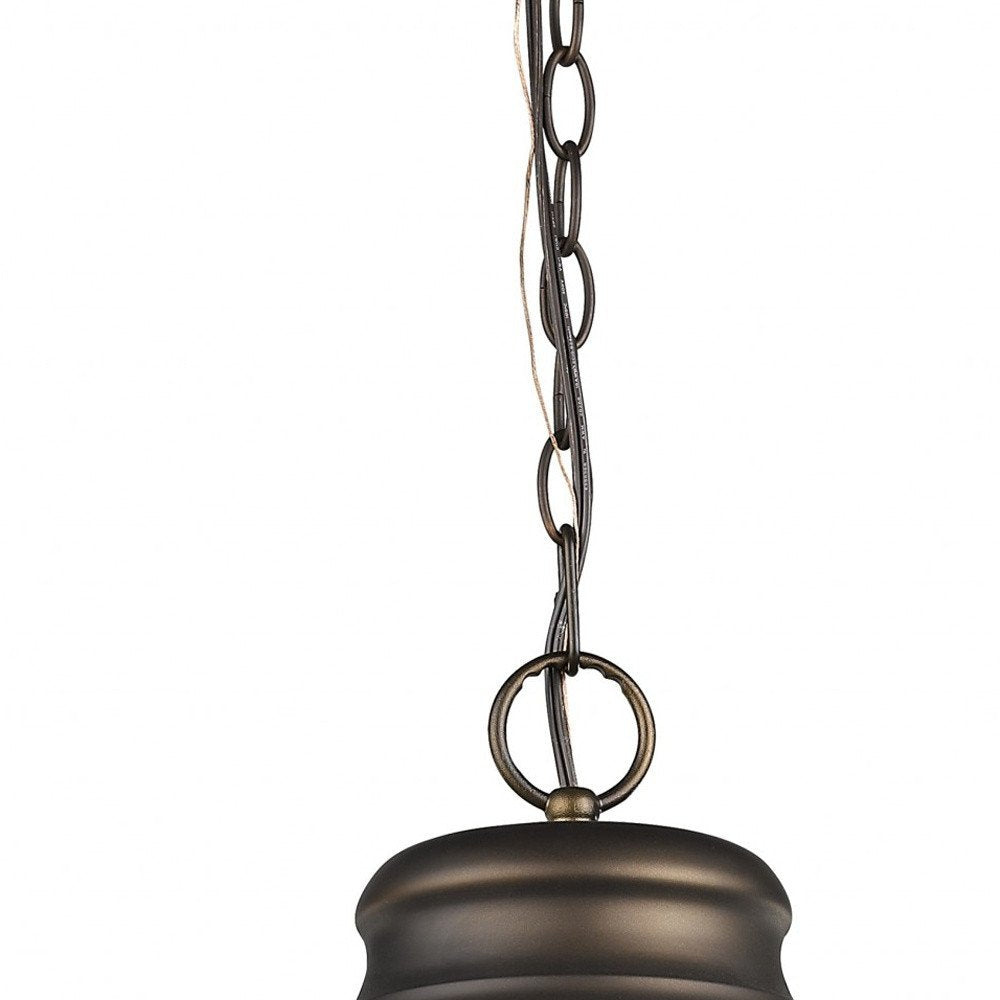 Ansen 1-Light Oil-Rubbed Bronze Pendant With Gloss White Interior Shade on a white background