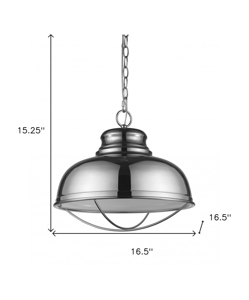Ansen 1-Light Polished Nickel Pendant With Gloss White Interior Shade on a white background