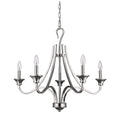 Nickel Candle Style Five Light Metal Dimmable Chandelier