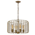 Gold Metal Four Light Dimmable Ceiling Light With Gold Shades