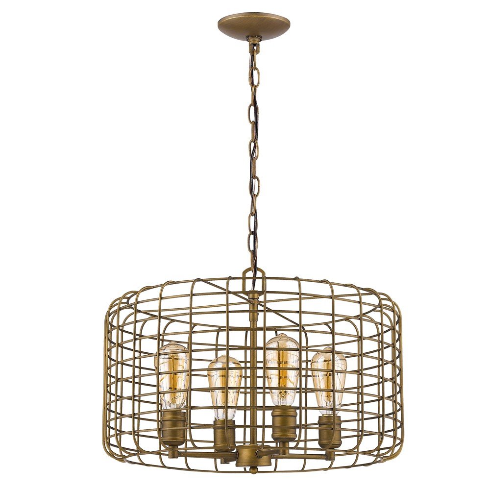Gold Metal Four Light Dimmable Ceiling Light With Gold Shades