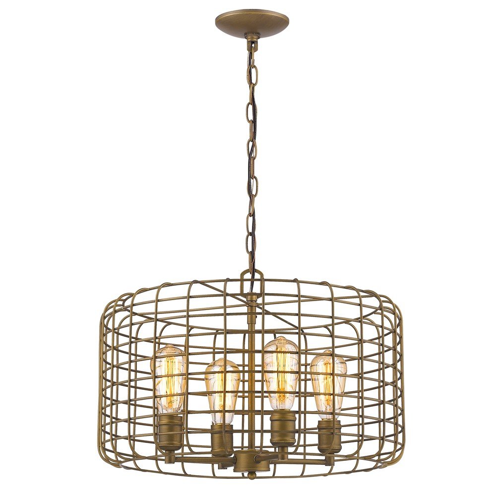 Gold Metal Four Light Dimmable Ceiling Light With Gold Shades