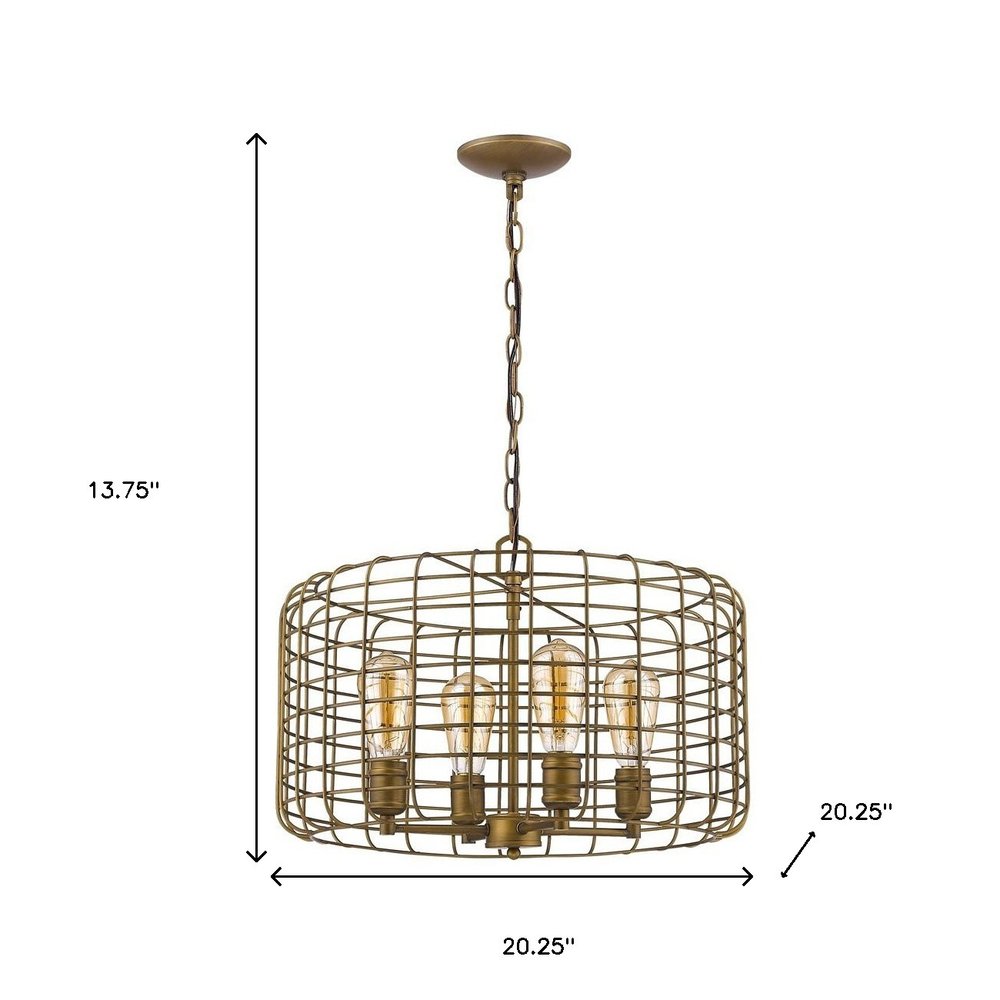 Gold Metal Four Light Dimmable Ceiling Light With Gold Shades