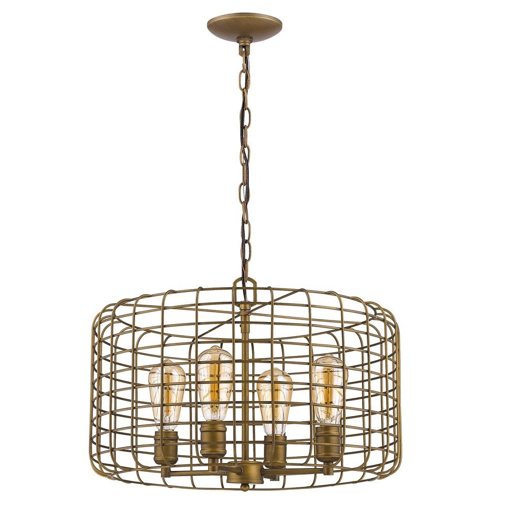 Gold Metal Four Light Dimmable Ceiling Light With Gold Shades