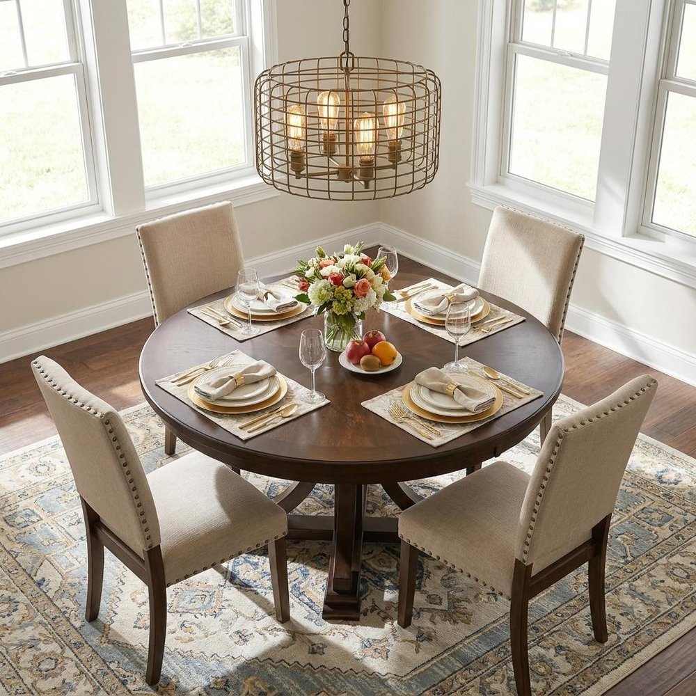 Gold Metal Four Light Dimmable Ceiling Light With Gold Shades