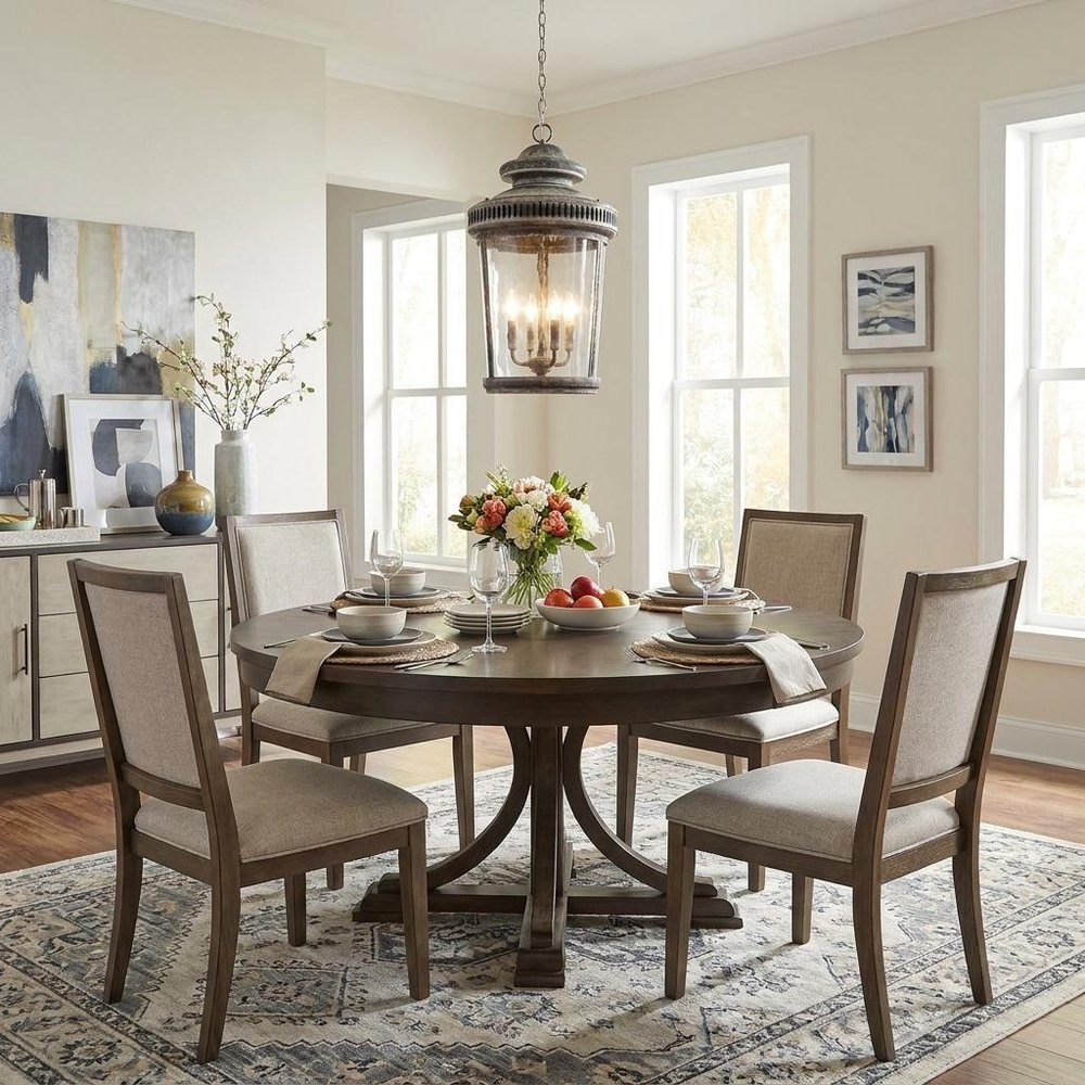 Kingston 4-Light Antique Lead Foyer Pendant With Curved Water Glass Panes
